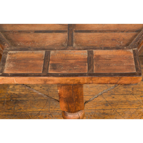 Indian 19th Century Wood Bullock Cart Made into a Coffee Table with Iron Details-YN7712-9. Asian & Chinese Furniture, Art, Antiques, Vintage Home Décor for sale at FEA Home