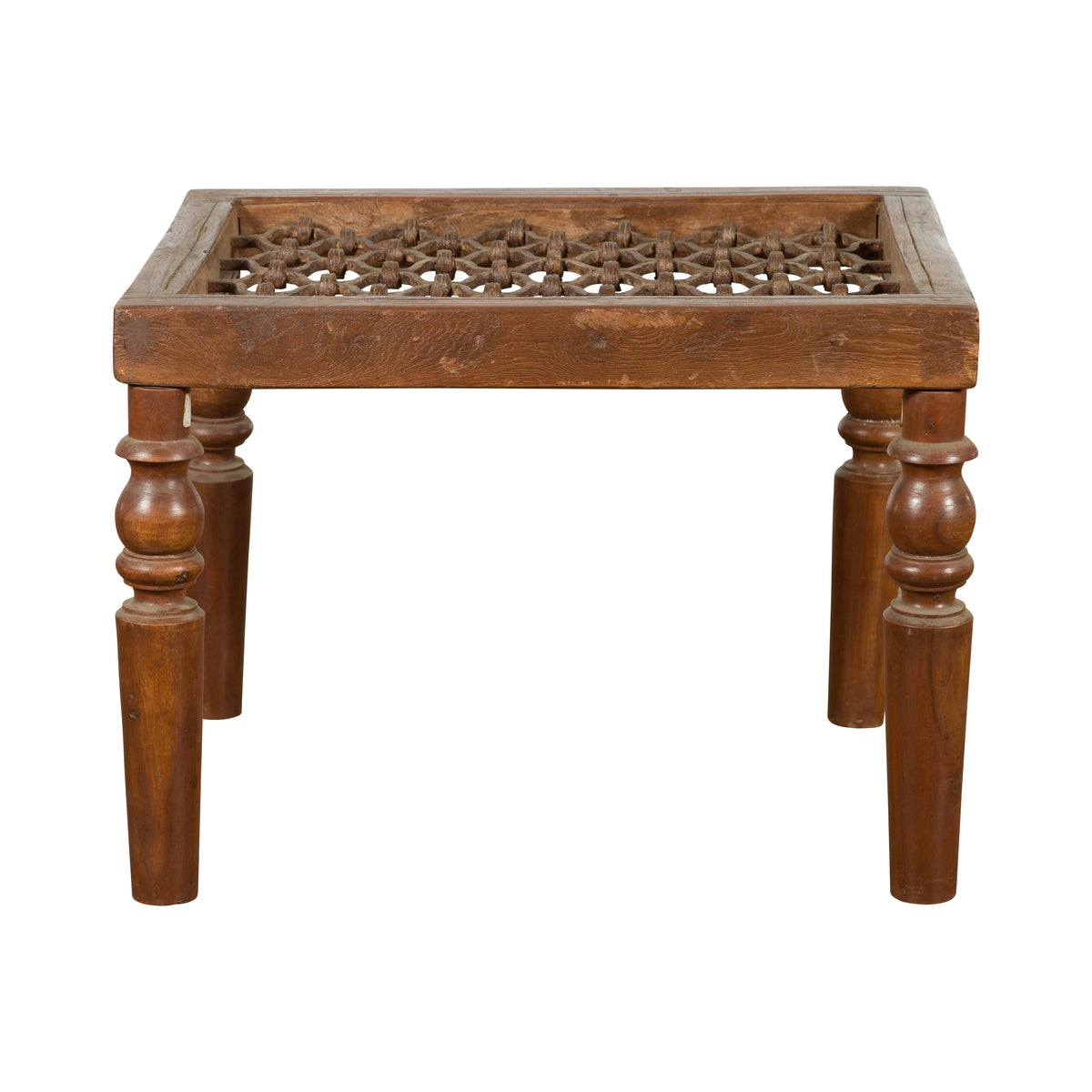 Antique Window Grate Made into a Side Table with Turned Baluster Legs-1. Asian & Chinese Furniture, Art, Antiques, Vintage Home Décor for sale at FEA Home