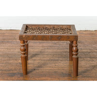 Indian Antique Window Grate Made into a Coffee Table with Turned Baluster Legs