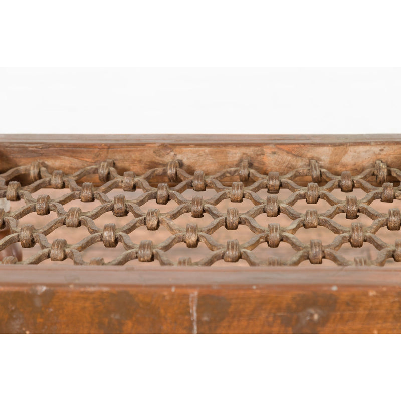 Indian Antique Window Grate Made into a Coffee Table with Turned Baluster Legs-YN7584-6. Asian & Chinese Furniture, Art, Antiques, Vintage Home Décor for sale at FEA Home