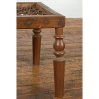 Indian Antique Window Grate Made into a Coffee Table with Turned Baluster Legs
