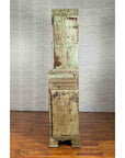 Indian Rustic Painted Wood Cabinet with Carved Foliage and Distressed Patina-14. Asian & Chinese Furniture, Art, Antiques, Vintage Home Décor for sale at FEA Home