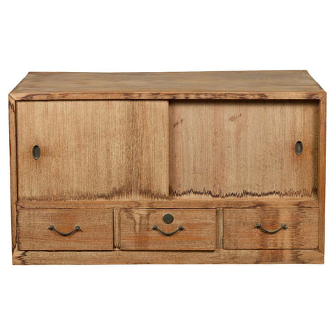 Japanese Early 20th Century Low Storage Cabinet with Sliding Doors and Drawers-YN7630-1. Asian & Chinese Furniture, Art, Antiques, Vintage Home Décor for sale at FEA Home