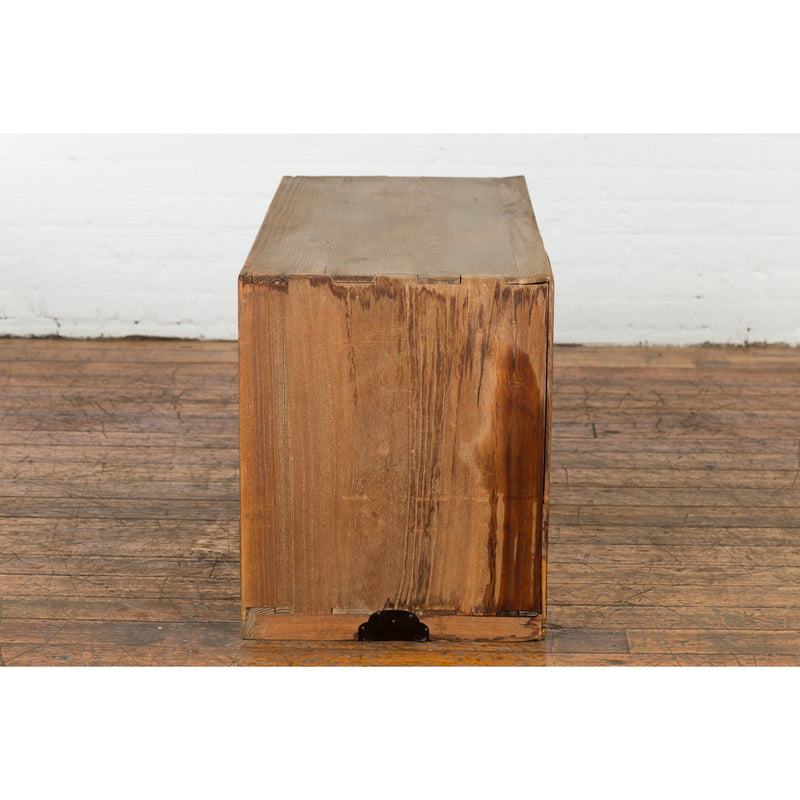 Japanese Early 20th Century Low Storage Cabinet with Sliding Doors and Drawers-15. Asian & Chinese Furniture, Art, Antiques, Vintage Home Décor for sale at FEA Home