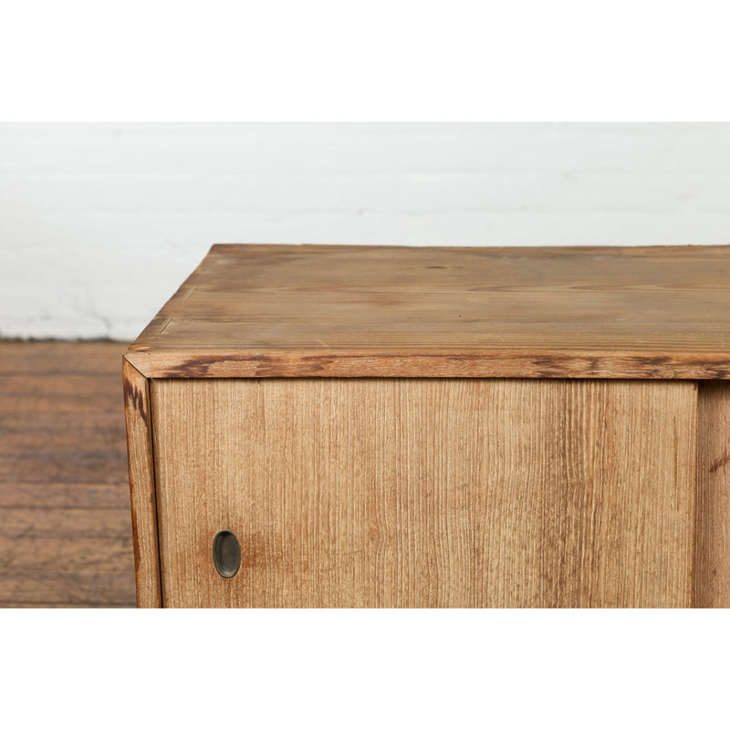 Japanese Early 20th Century Low Storage Cabinet with Sliding Doors and Drawers-16. Asian & Chinese Furniture, Art, Antiques, Vintage Home Décor for sale at FEA Home