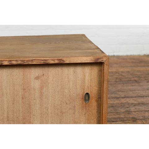 Japanese Early 20th Century Low Storage Cabinet with Sliding Doors and Drawers-17. Asian & Chinese Furniture, Art, Antiques, Vintage Home Décor for sale at FEA Home