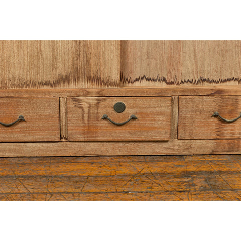 Japanese Early 20th Century Low Storage Cabinet with Sliding Doors and Drawers-8. Asian & Chinese Furniture, Art, Antiques, Vintage Home Décor for sale at FEA Home