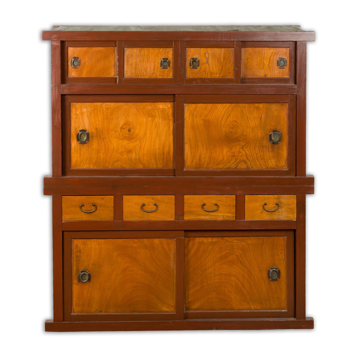Japanese Taishō Mizuya Dansu Kitchen Two Toned Cabinet with Sliding Doors-1. Asian & Chinese Furniture, Art, Antiques, Vintage Home Décor for sale at FEA Home