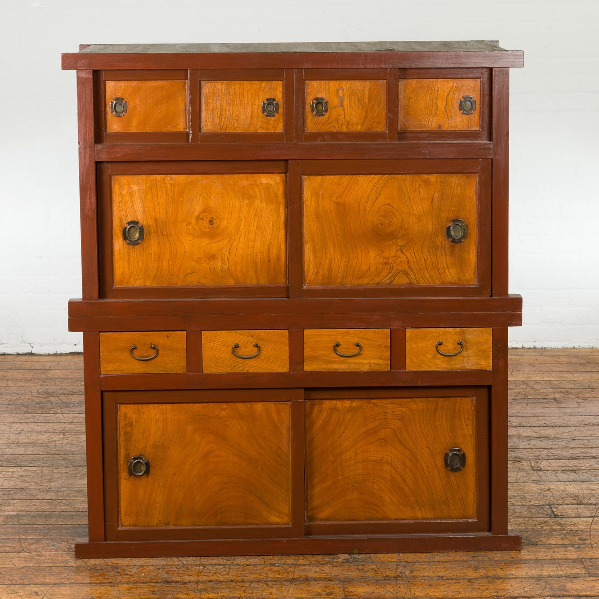 Japanese Taishō Mizuya Dansu Kitchen Two Toned Cabinet with Sliding Doors-3. Asian &amp; Chinese Furniture, Art, Antiques, Vintage Home Décor for sale at FEA Home