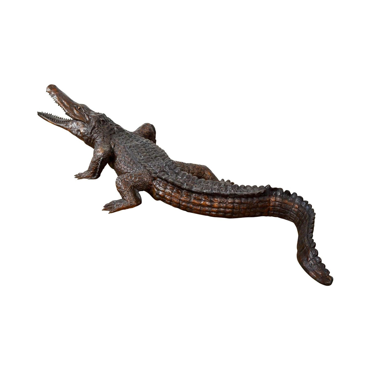 Large Bronze Walking Alligator Statue-1. Asian & Chinese Furniture, Art, Antiques, Vintage Home Décor for sale at FEA Home