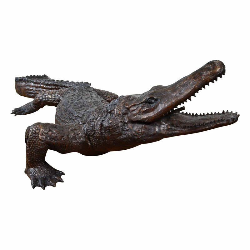 Large Bronze Walking Alligator Statue-3. Asian & Chinese Furniture, Art, Antiques, Vintage Home Décor for sale at FEA Home