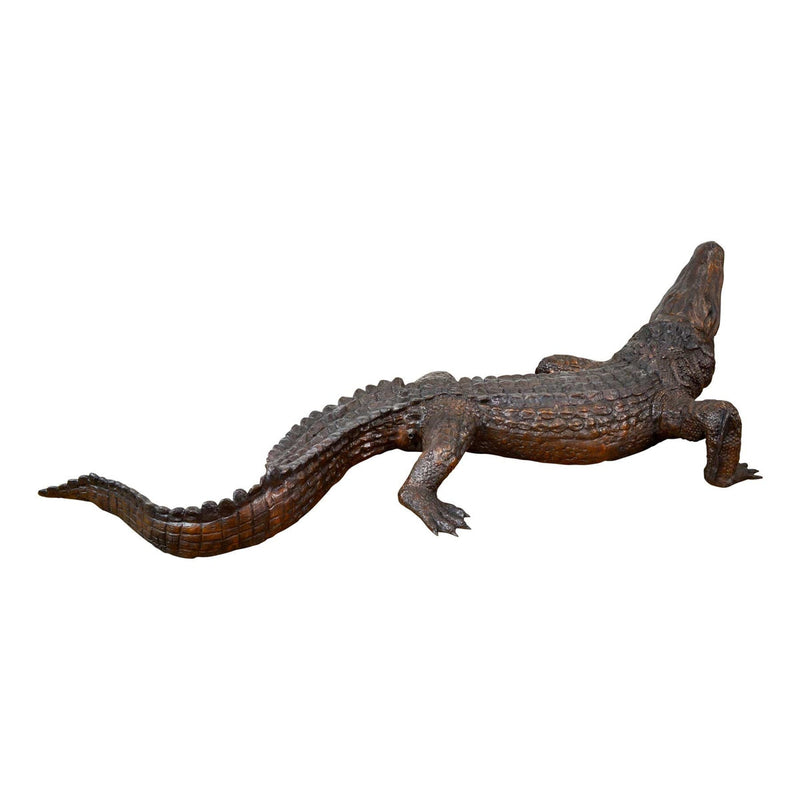 Large Bronze Walking Alligator Statue-4. Asian & Chinese Furniture, Art, Antiques, Vintage Home Décor for sale at FEA Home