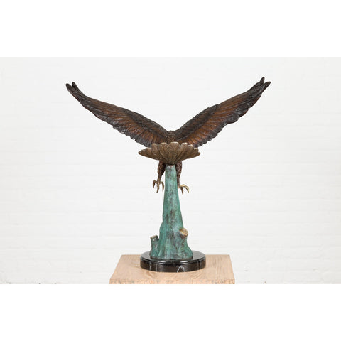 Life-Size Bronze Sculpture of a Diving Eagle on Black Marble Base-13. Asian & Chinese Furniture, Art, Antiques, Vintage Home Décor for sale at FEA Home