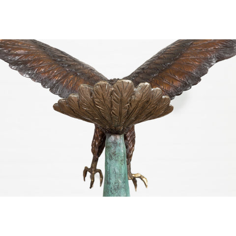 Life-Size Bronze Sculpture of a Diving Eagle on Black Marble Base-14. Asian & Chinese Furniture, Art, Antiques, Vintage Home Décor for sale at FEA Home