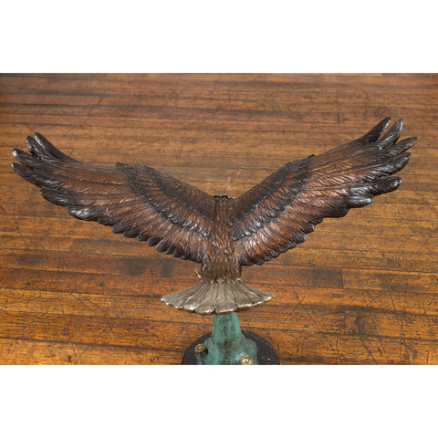 Life-Size Bronze Sculpture of a Diving Eagle on Black Marble Base-15. Asian & Chinese Furniture, Art, Antiques, Vintage Home Décor for sale at FEA Home