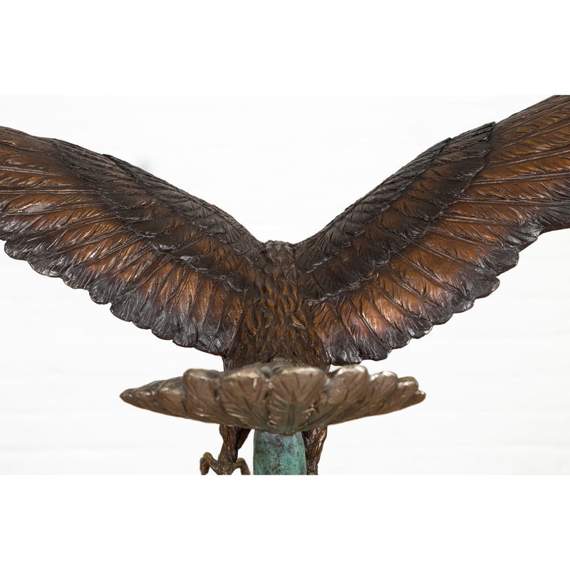 Life-Size Bronze Sculpture of a Diving Eagle on Black Marble Base-16. Asian & Chinese Furniture, Art, Antiques, Vintage Home Décor for sale at FEA Home