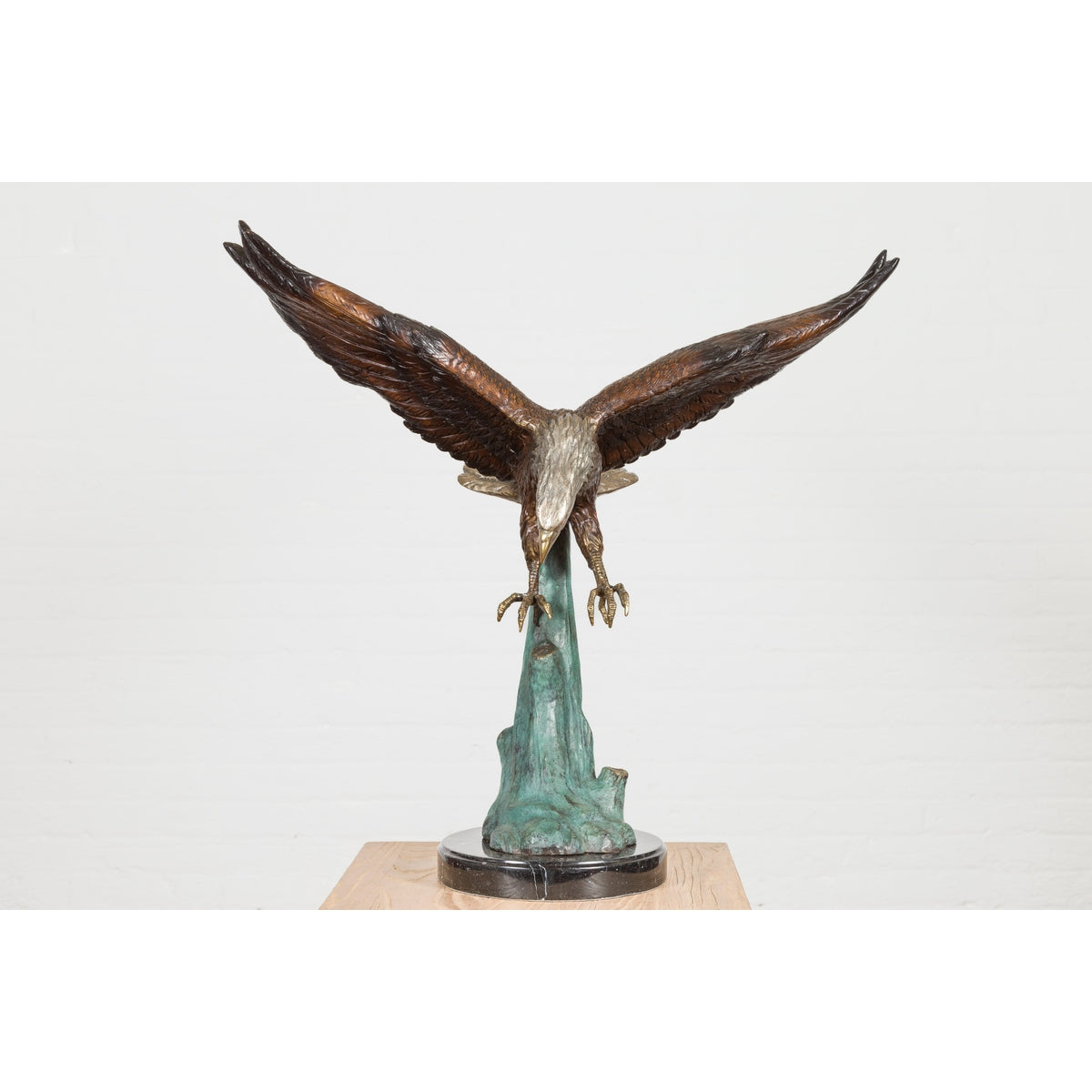 Life-Size Bronze Sculpture of a Diving Eagle on Black Marble Base-2. Asian & Chinese Furniture, Art, Antiques, Vintage Home Décor for sale at FEA Home