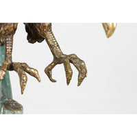 Life-Size Bronze Sculpture of a Diving Eagle on Black Marble Base