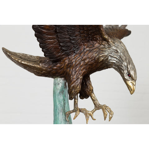 Life-Size Bronze Sculpture of a Diving Eagle on Black Marble Base-8. Asian & Chinese Furniture, Art, Antiques, Vintage Home Décor for sale at FEA Home
