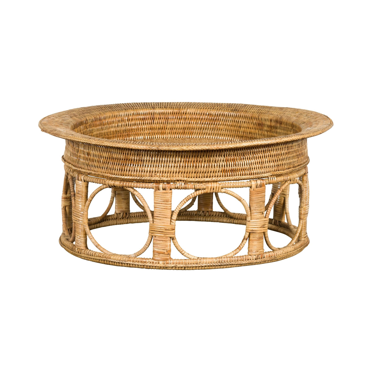 Northern Thai Vintage Woven Rattan Khantok Pedestal Tray from the Lanna People-1. Asian & Chinese Furniture, Art, Antiques, Vintage Home Décor for sale at FEA Home