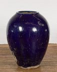 Oversized Antique Thai Cobalt Blue Glazed Water Vessel with Tapering Lines-10. Asian & Chinese Furniture, Art, Antiques, Vintage Home Décor for sale at FEA Home