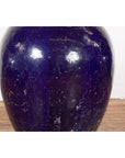 Oversized Antique Thai Cobalt Blue Glazed Water Vessel with Tapering Lines-9. Asian & Chinese Furniture, Art, Antiques, Vintage Home Décor for sale at FEA Home
