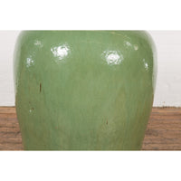 Oversized Vintage Chinese Celadon Glazed Water Vessel with Tapering Lines-YN7748-12. Asian & Chinese Furniture, Art, Antiques, Vintage Home Décor for sale at FEA Home