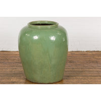 Oversized Vintage Chinese Celadon Glazed Water Vessel with Tapering Lines-YN7748-3. Asian & Chinese Furniture, Art, Antiques, Vintage Home Décor for sale at FEA Home