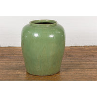 Oversized Vintage Chinese Celadon Glazed Water Vessel with Tapering Lines-YN7748-6. Asian & Chinese Furniture, Art, Antiques, Vintage Home Décor for sale at FEA Home