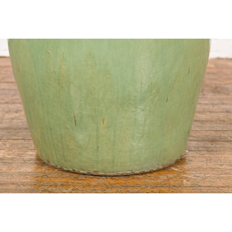 Oversized Vintage Chinese Celadon Glazed Water Vessel with Tapering Lines-YN7748-7. Asian & Chinese Furniture, Art, Antiques, Vintage Home Décor for sale at FEA Home