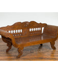 Plantation Javanese Teak Settee with Carved Décor and Out-Scrolling Arms-3. Asian & Chinese Furniture, Art, Antiques, Vintage Home Décor for sale at FEA Home