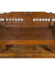 Plantation Javanese Teak Settee with Carved Décor and Out-Scrolling Arms-8. Asian & Chinese Furniture, Art, Antiques, Vintage Home Décor for sale at FEA Home