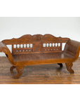 Plantation Javanese Teak Settee with Carved Décor and Out-Scrolling Arms-9. Asian & Chinese Furniture, Art, Antiques, Vintage Home Décor for sale at FEA Home