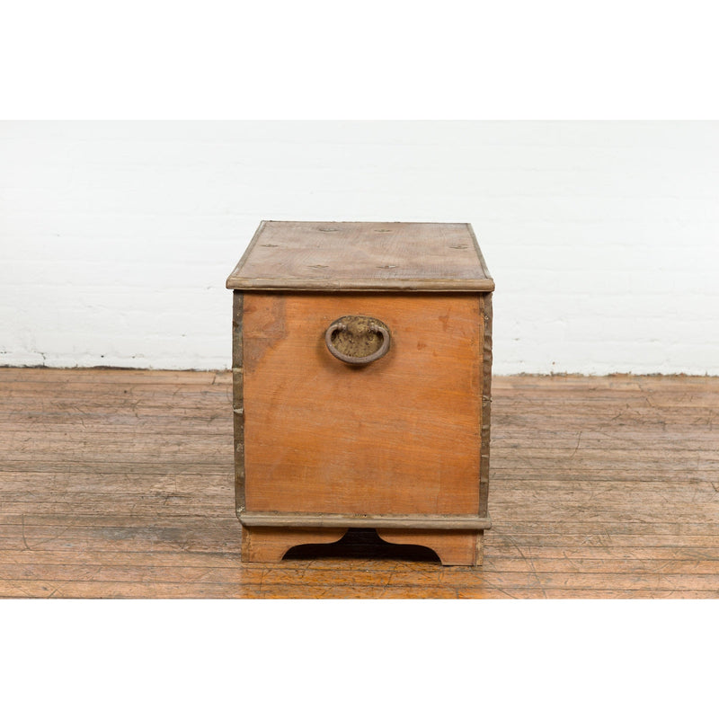 Rustic Indonesian 19th Century Wooden Blanket Chest with Brass Accents-14. Asian & Chinese Furniture, Art, Antiques, Vintage Home Décor for sale at FEA Home