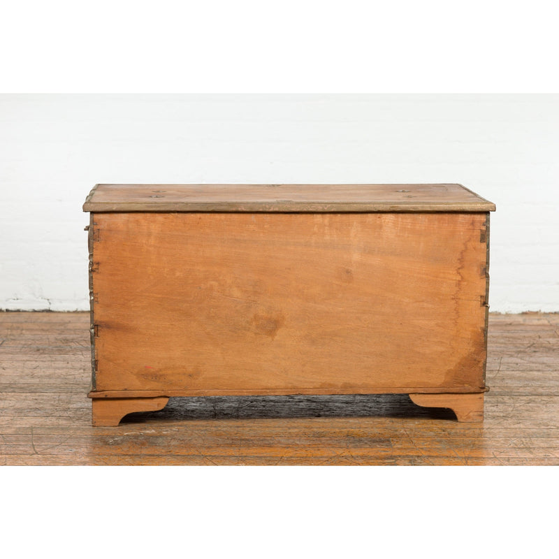 Rustic Indonesian 19th Century Wooden Blanket Chest with Brass Accents-15. Asian & Chinese Furniture, Art, Antiques, Vintage Home Décor for sale at FEA Home