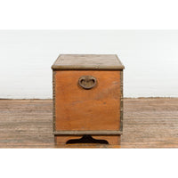 Rustic Indonesian 19th Century Wooden Blanket Chest with Brass Accents