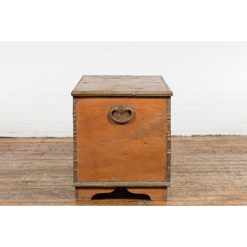 Rustic Indonesian 19th Century Wooden Blanket Chest with Brass Accents-16. Asian & Chinese Furniture, Art, Antiques, Vintage Home Décor for sale at FEA Home