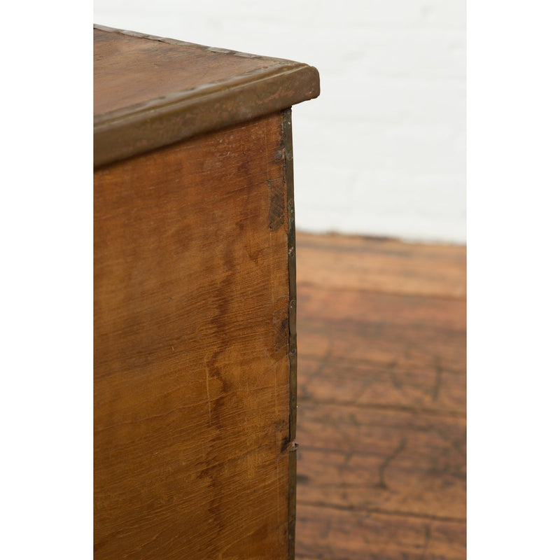 Rustic Indonesian 19th Century Wooden Blanket Chest with Brass Accents-17. Asian & Chinese Furniture, Art, Antiques, Vintage Home Décor for sale at FEA Home