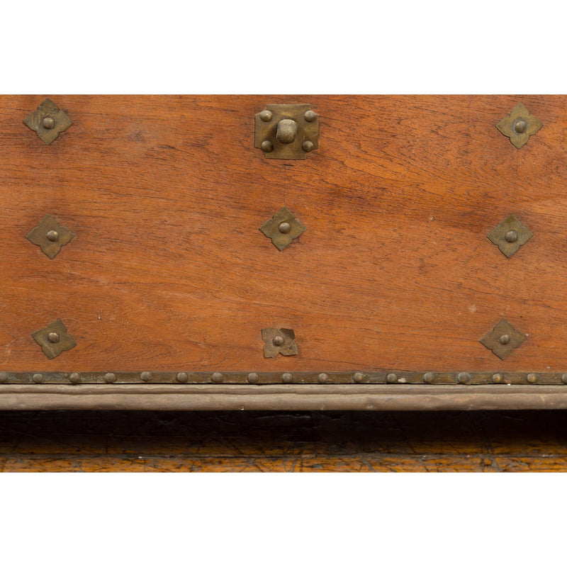 Rustic Indonesian 19th Century Wooden Blanket Chest with Brass Accents-19. Asian & Chinese Furniture, Art, Antiques, Vintage Home Décor for sale at FEA Home