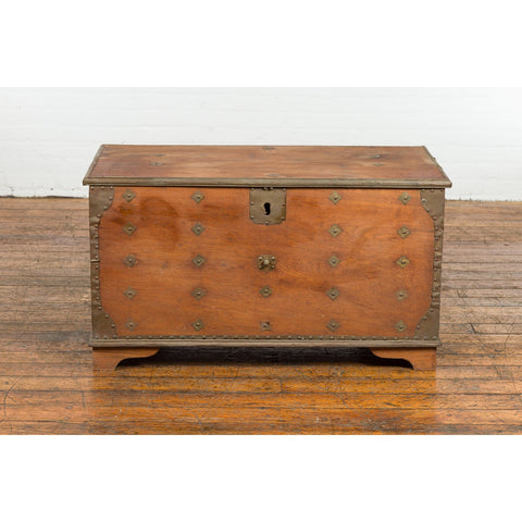 Rustic Indonesian 19th Century Wooden Blanket Chest with Brass Accents-3. Asian & Chinese Furniture, Art, Antiques, Vintage Home Décor for sale at FEA Home