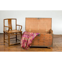 Rustic Indonesian 19th Century Wooden Blanket Chest with Brass Accents