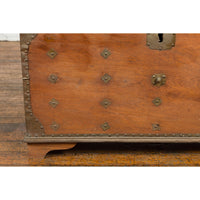 Rustic Indonesian 19th Century Wooden Blanket Chest with Brass Accents