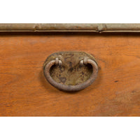 Rustic Indonesian 19th Century Wooden Blanket Chest with Brass Accents