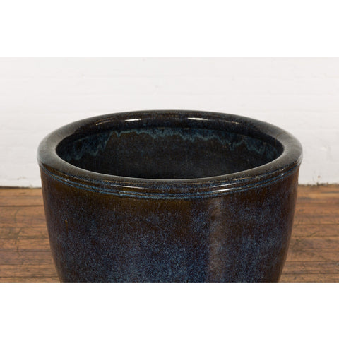 Thai Vintage Oversized Shigaraki Style Namako Glazed Planter with Wave Effects-YN7749-5. Asian & Chinese Furniture, Art, Antiques, Vintage Home Décor for sale at FEA Home