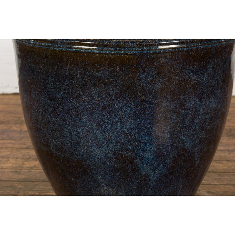 Thai Vintage Oversized Shigaraki Style Namako Glazed Planter with Wave Effects-YN7749-8. Asian & Chinese Furniture, Art, Antiques, Vintage Home Décor for sale at FEA Home