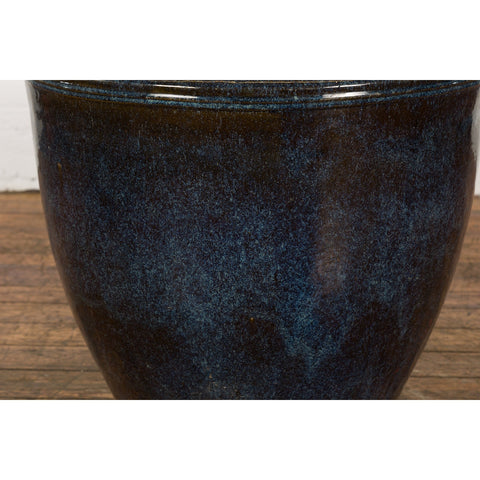 Thai Vintage Oversized Shigaraki Style Namako Glazed Planter with Wave Effects-YN7749-8. Asian & Chinese Furniture, Art, Antiques, Vintage Home Décor for sale at FEA Home