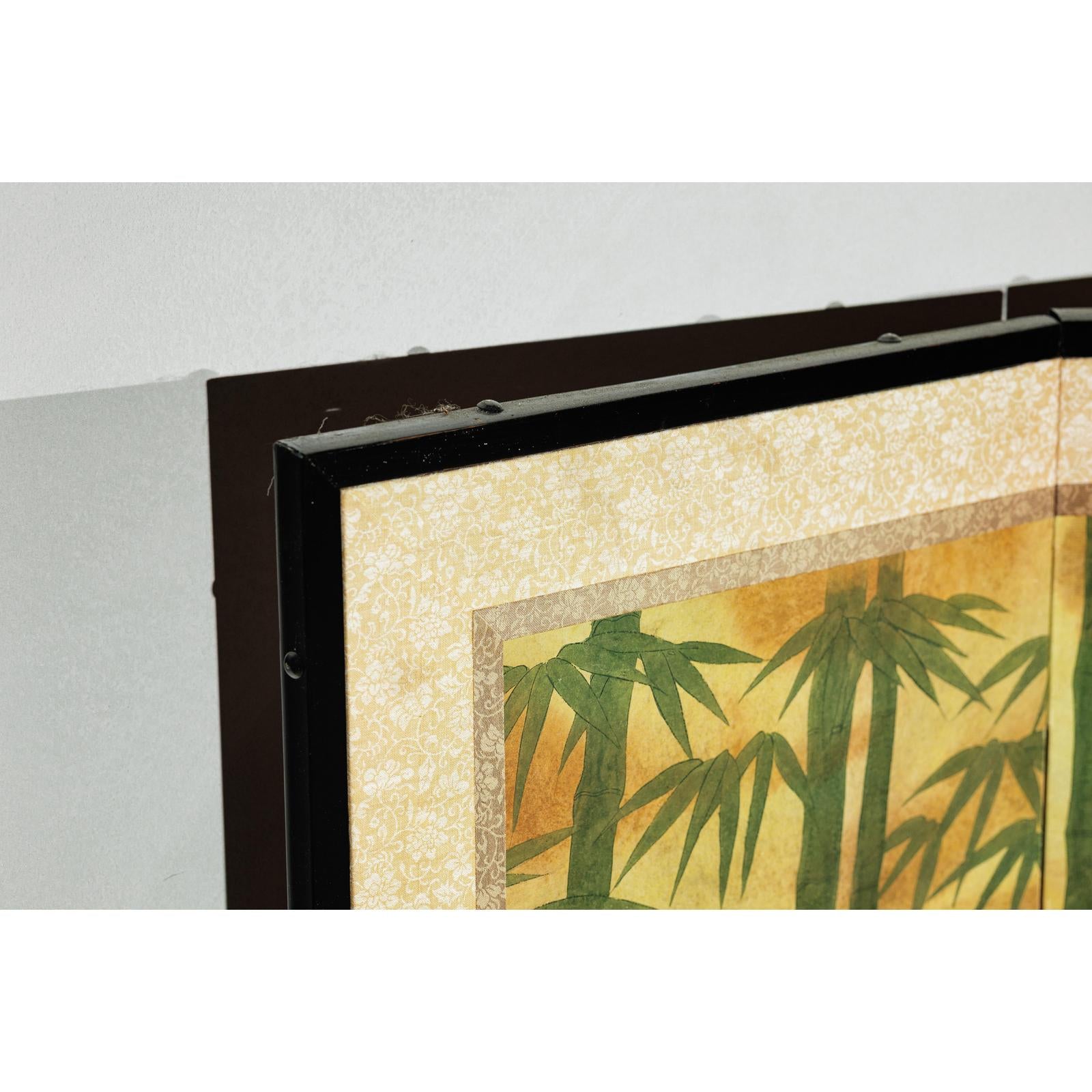 Six-Panel Inspired Screen with Horses in Stable with Bamboo Backdrop-16. Asian &amp; Chinese Furniture, Art, Antiques, Vintage Home Décor for sale at FEA Home