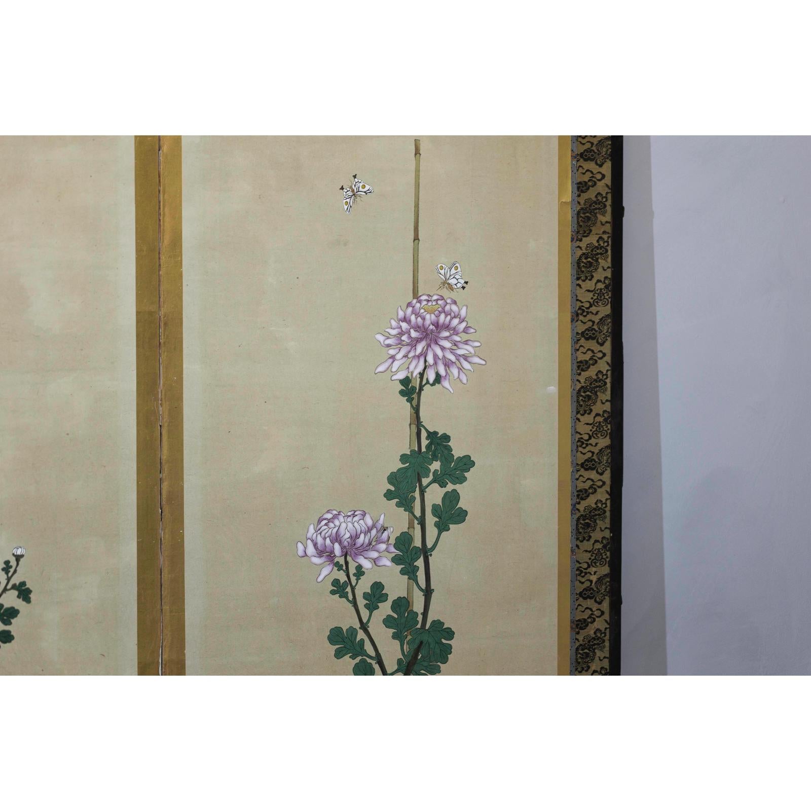 Six-Panel Screen with Chrysanthemums and Birds, Taishō Period (1920s)-13. Asian &amp; Chinese Furniture, Art, Antiques, Vintage Home Décor for sale at FEA Home