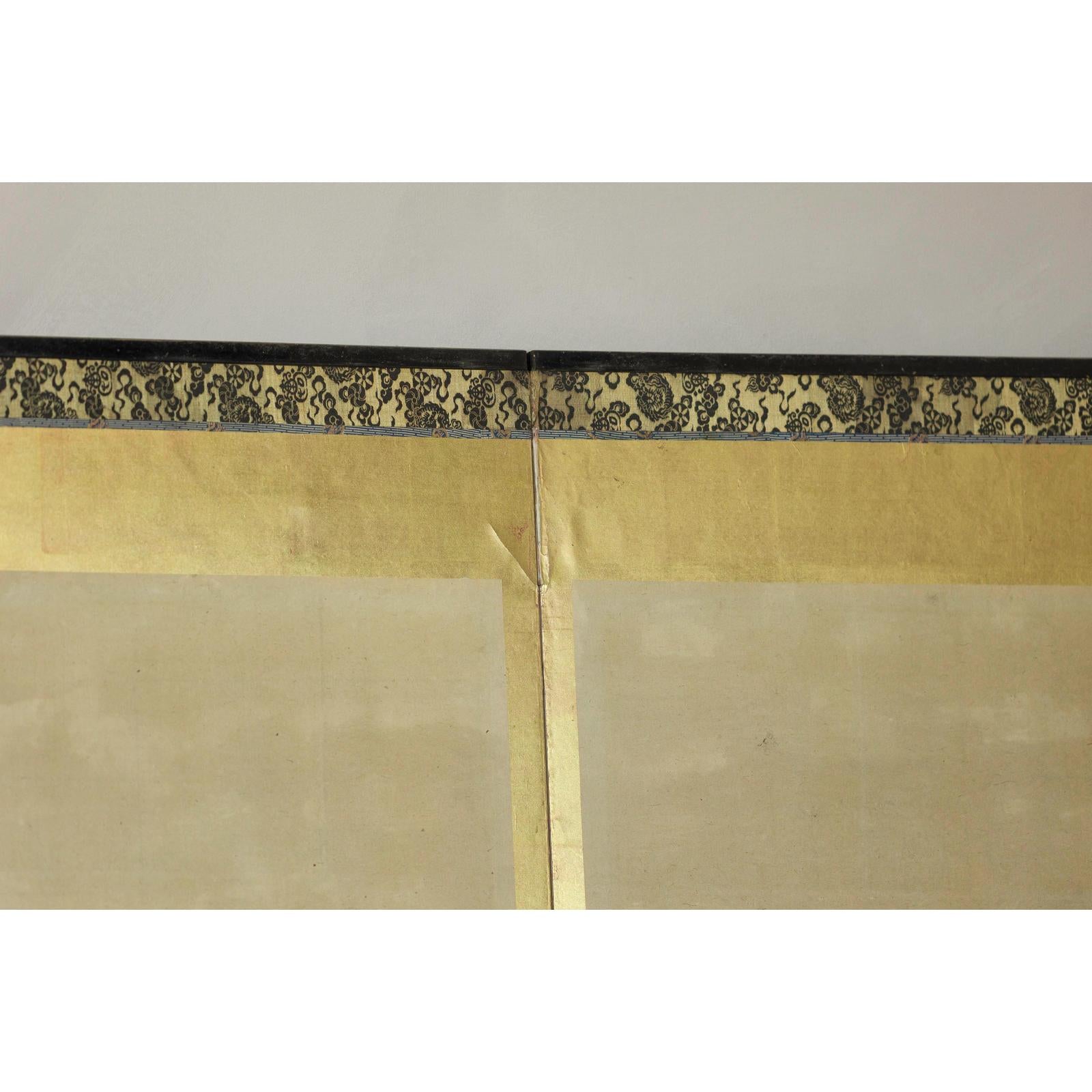 Six-Panel Screen with Chrysanthemums and Birds, Taishō Period (1920s)-20. Asian &amp; Chinese Furniture, Art, Antiques, Vintage Home Décor for sale at FEA Home