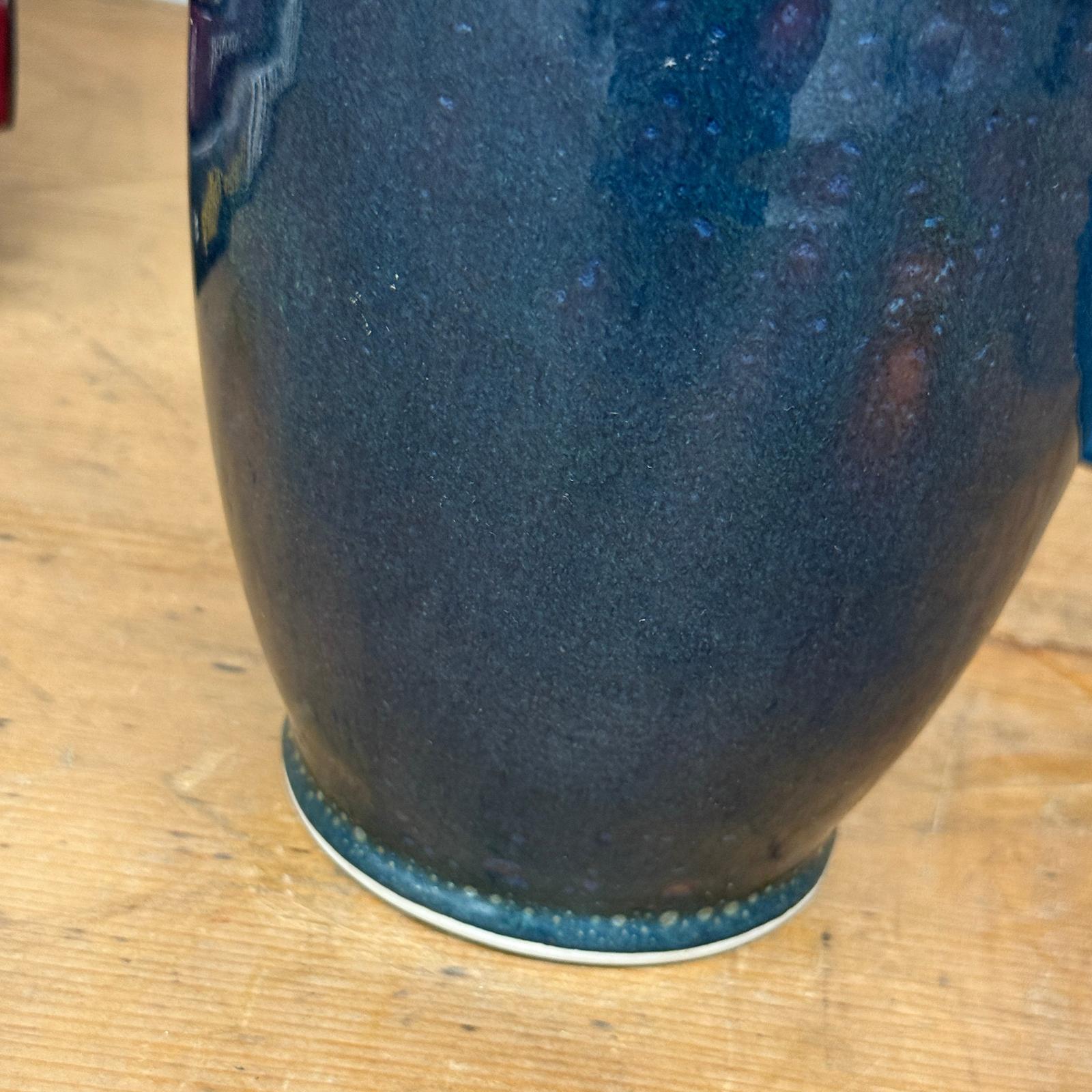 Skinny Brown and Blue Ceramic Vase with Narrow Neck, SKU , image 6